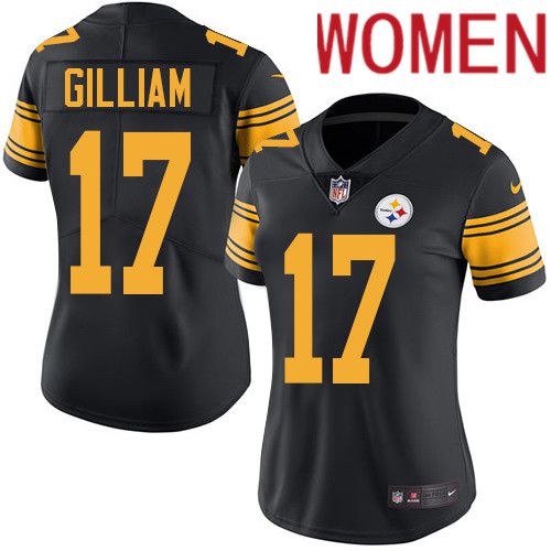 Women Pittsburgh Steelers #17 Joe Gilliam Nike Black Vapor Limited Rush NFL Jersey->women nfl jersey->Women Jersey